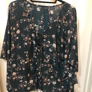 Dark green floral boutique blouse